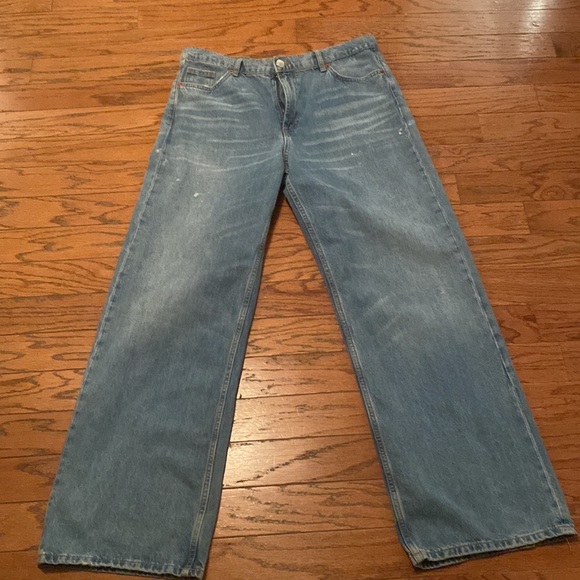 Zara jeans High waisted mid rise full length Zara blue jeans s. 42 brand new - Picture 12 of 13